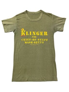Vintage 1981 MASH 4077th "Klinger For Chief-Of-Staff" Single Stitch 80s T-Shirt